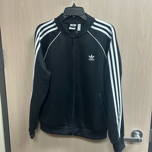 Adidas Black Bomber Jacket with White Stripes